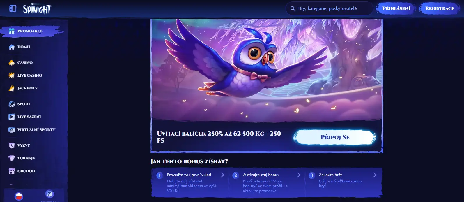 Aktuální česká nabídka uvítacího balíčku Spinight